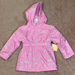 Disney Stitch Windbreaker Girls Size 4 Hooded Water Resistant Jacket NWT Lined K